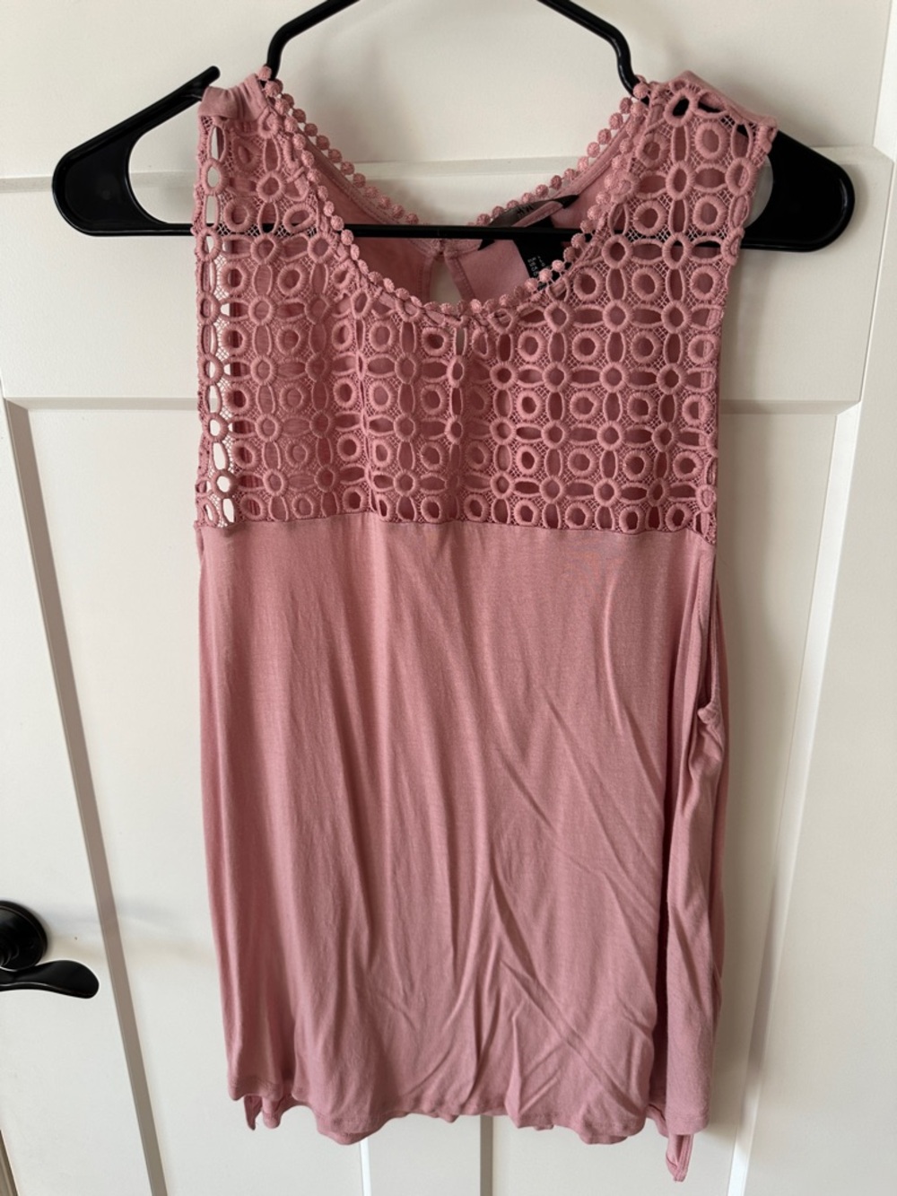 H&M Rose Pink Crochet Yoke Tank Top